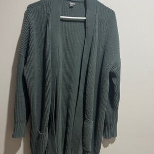 Aerie Dark Green Ribbed Cardigan